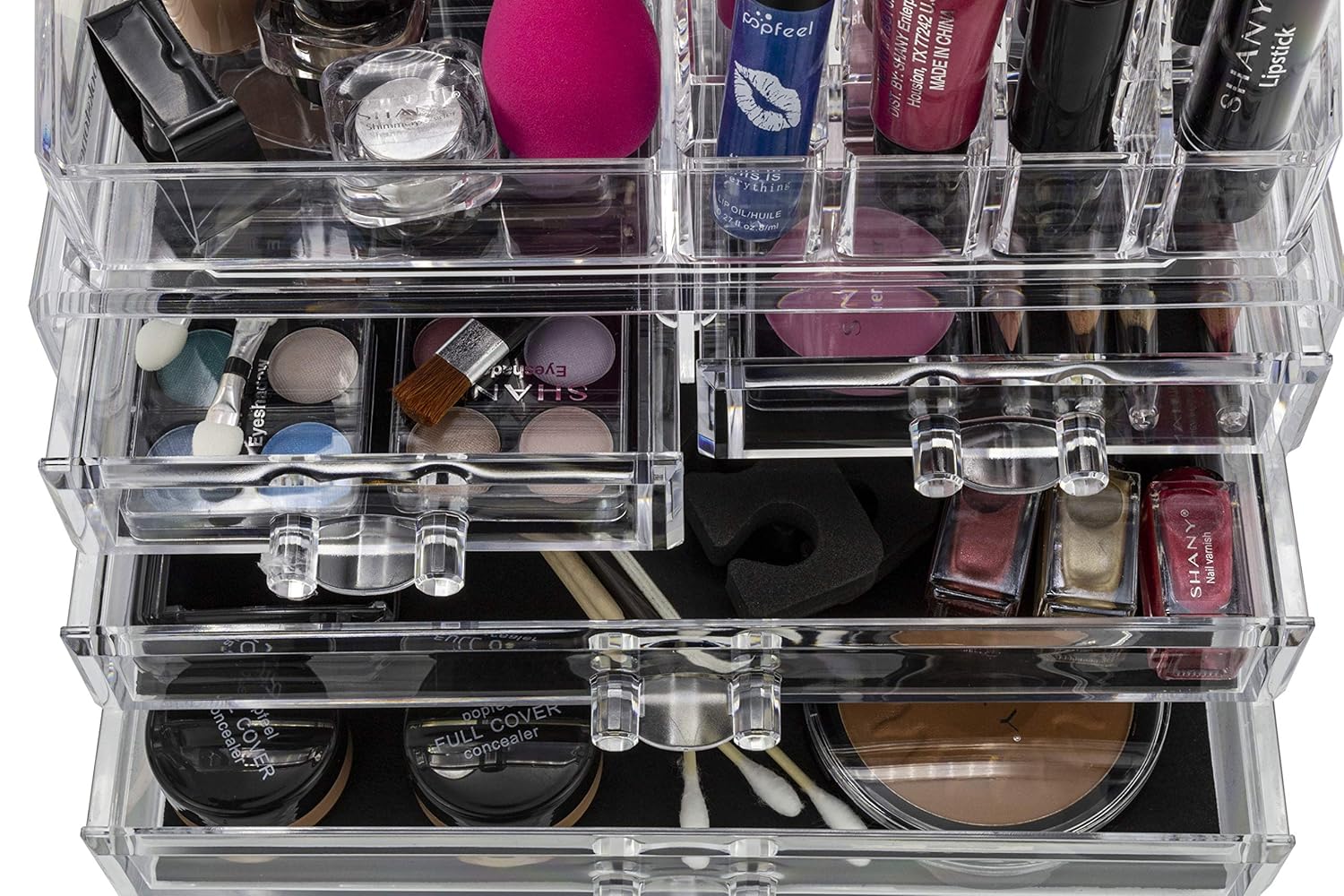 Brookstone Makeup Organizer for Vanity, Cosmetic Display Case with Drawers, Fits Brushes, Lipsticks, and Other Accessories, Versatile Storage Solution, clear: Beauty