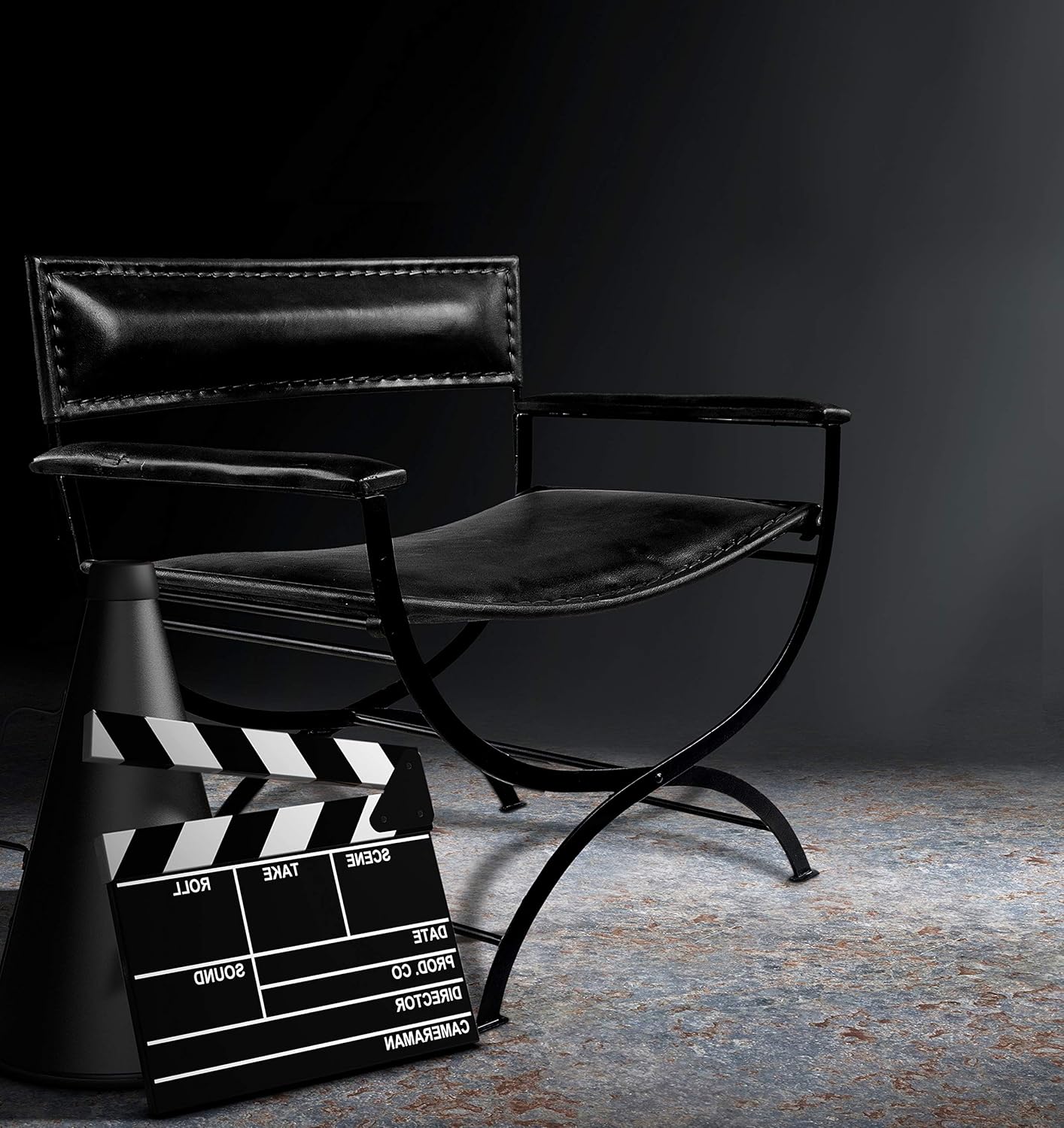 LR Home Faux Leather Director Accent Chair, 28" L x 17" W x 31" H, Black: Furniture & Decor
