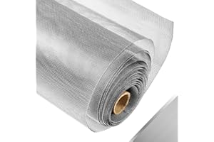 FCSOTSPS 304 Stainless Steel Mesh Window Screen Roll, 47IN x 10FT Silver Metal Window Screen Replacement,Window Screen Mesh for Window,Door,Patio,Pet,Vent,Porch and DIY Projects (22 Mesh)