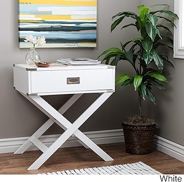 Amazon Com Inspire Q Kenton X Base Wood Accent Campaign Table By Bold Side Table White Painted Furniture Decor