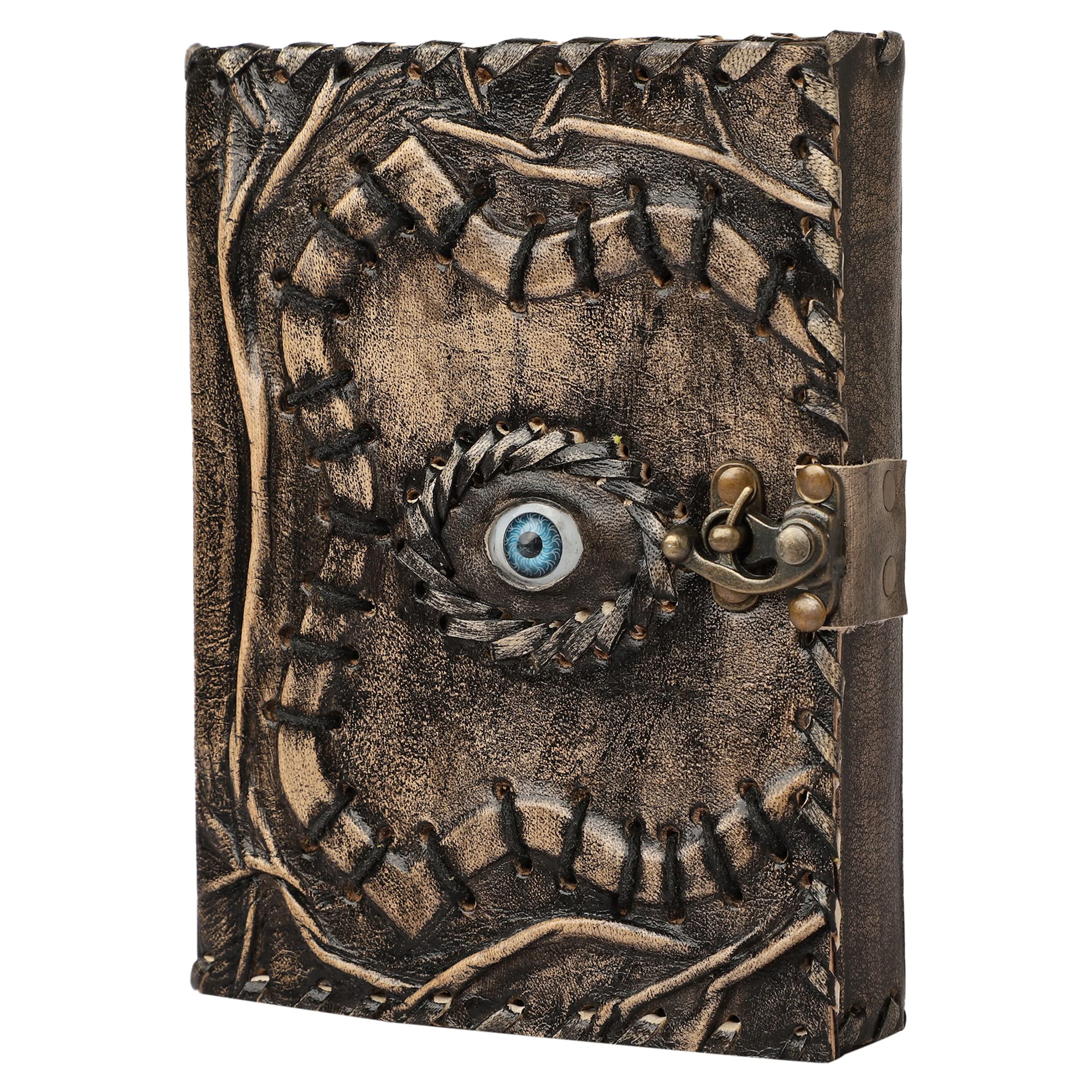 Hocus Pocus Book of Spells Leather Journal Deckle Edge Paper Third Eye grimoire Journal Vintage Leather Journal Book of Shadows Journal Blank Antique Spell Book Witch Journal Lock Clasp Notebook