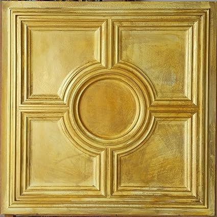 Amazon Com Faux Ceiling Tiles 24x24 Faux Tin Painted Golden Pl37