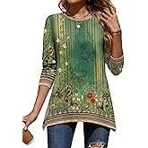 Zeagoo Long Sleeve Tops for Women Dressy Casual Sweatshirt Flowy Tunic with Asymmetrical Hem Crewneck Fall Clothes