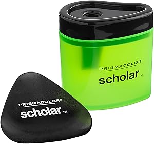 Prismacolor Scholar Pencil Sharpener and Latex-Free Eraser Bundle, 2 Count