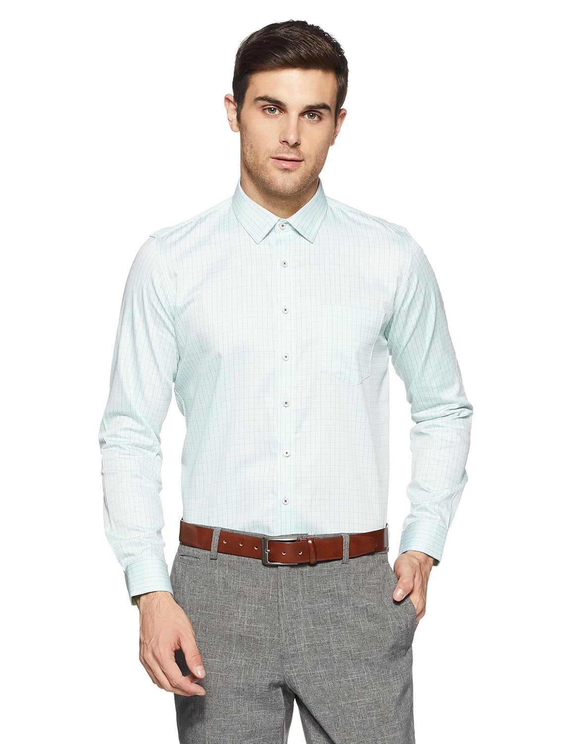 van heusen men's plain slim fit cotton formal shirt