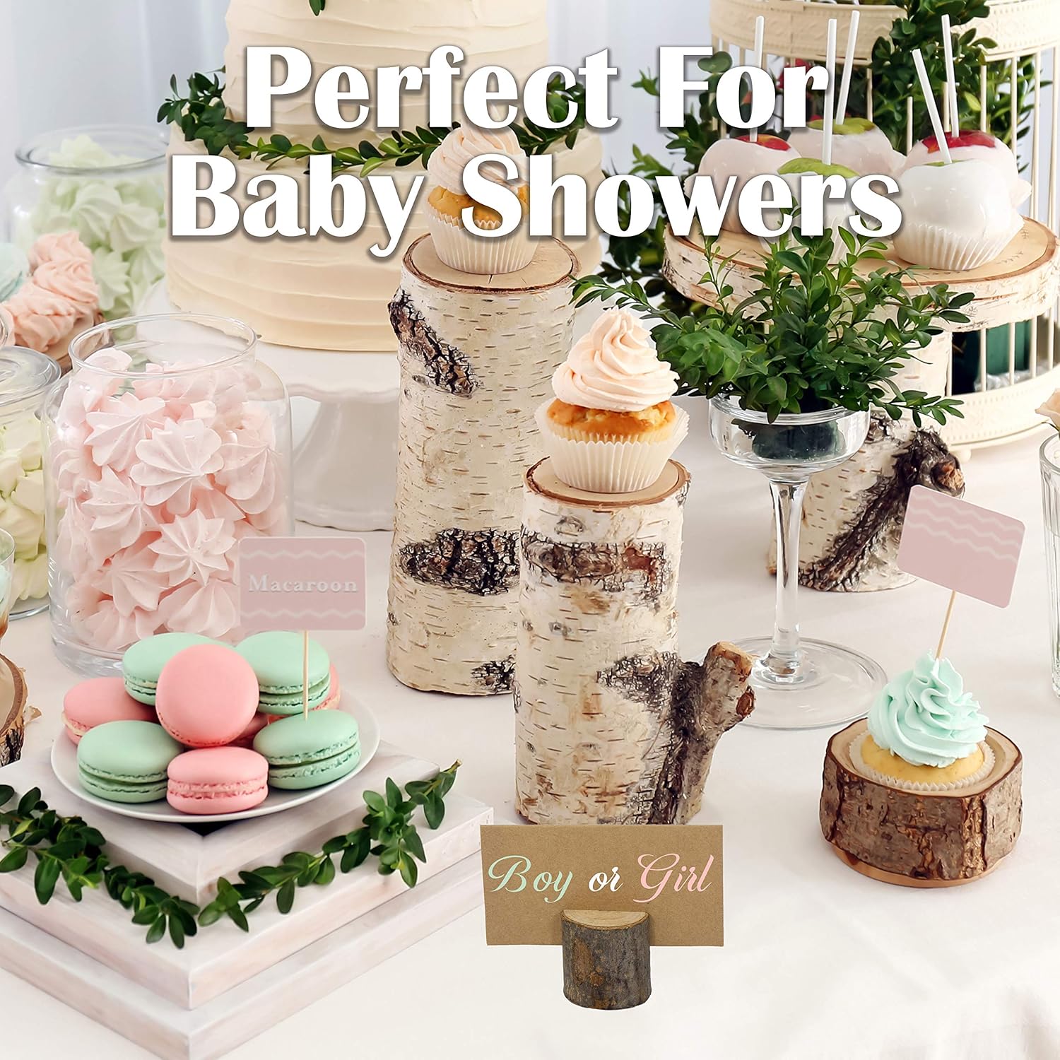 Upper Midland Products 22 Pcs Wood Card Holder Food Signs, Placecard or Display Labels for Wedding or Party: Home & Kitchen