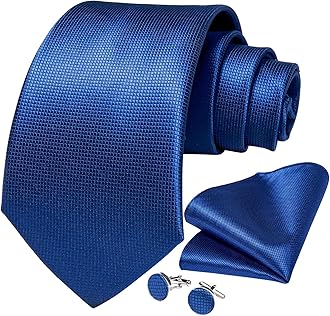 DiBanGuMens Solid Color Tie and Pocket Square Set Woven Silk Plain Necktie & Handkerchief for Men Wedding Party Formal