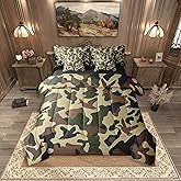 Erosebridal Camouflage 7 Pcs Comforter Set Full Size Hunting Bedding for Kids Army Duck Hunter Bed in A Bag Sheet Set Vintage Brown Green Mallard Duck Bedroom Decor Wild Animal Rustic Bed Set