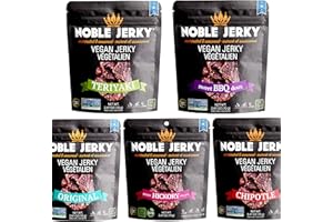 Noble Jerky – Vegan Jerky Variety Pack, Plant-Based Protein Snack, 14g Protein Per Bag, Vegetarian, Non-GMO, Healthy Snack, 5