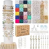 Deinduser Bracelet Making Kit, 7200pcs Clay Beads, 24 Colors 2 Boxes Beads for Bracelets, Clay Bead Bracelet Making kit with Letters, Numbers, Spacers, Ideal Gifts for Holidays