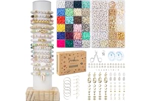 Deinduser Bracelet Making Kit, 7200pcs Clay Beads, 24 Colors 2 Boxes Beads for Bracelets, Clay Bead Bracelet Making kit with Letters, Numbers, Spacers, Ideal Gifts for Holidays