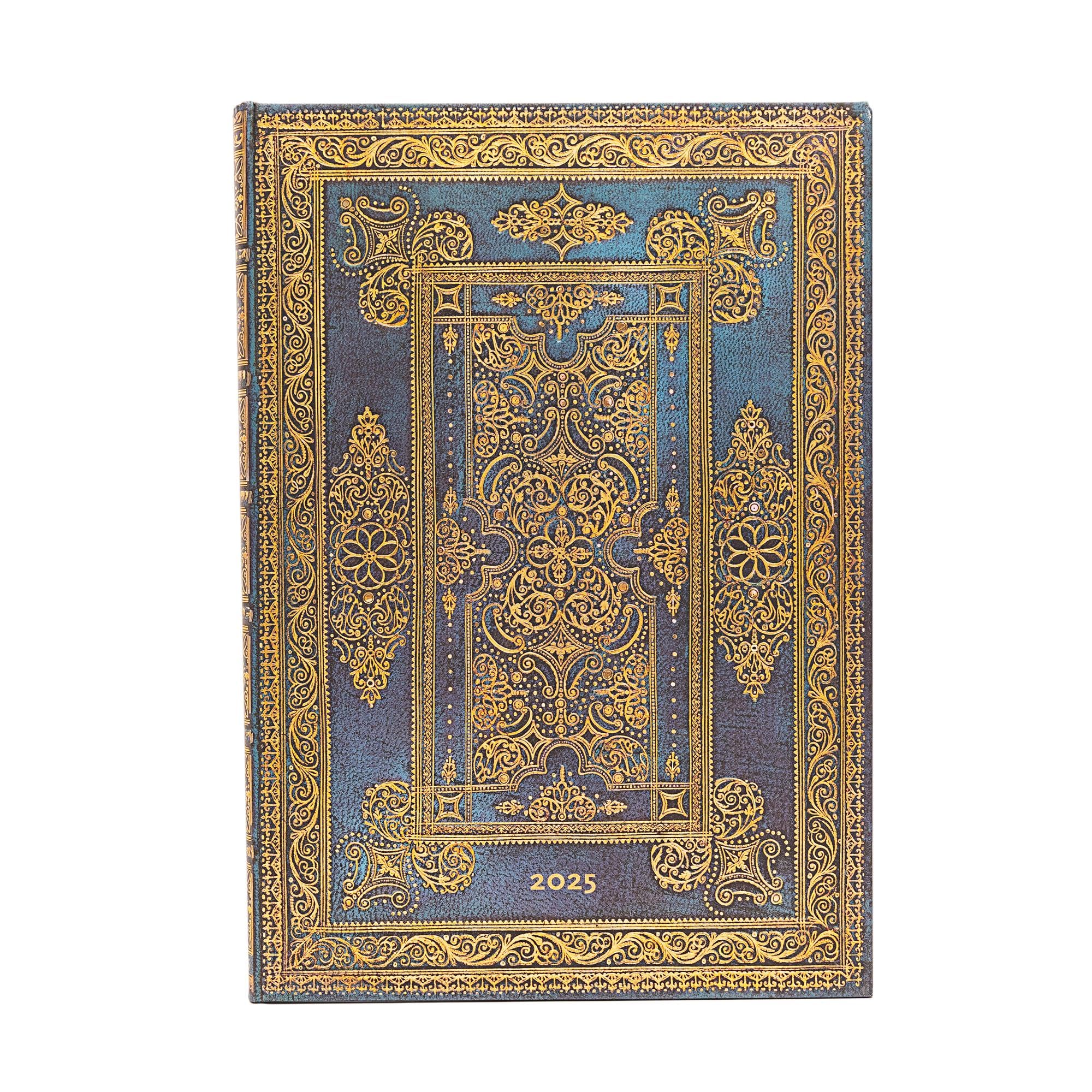 Kalendarz Paperblanks 2025 Blue Luxe Grande tygodniowy VER: tydzień na dwóch stronach, zamykany na gumkę, Papier 100 GSM