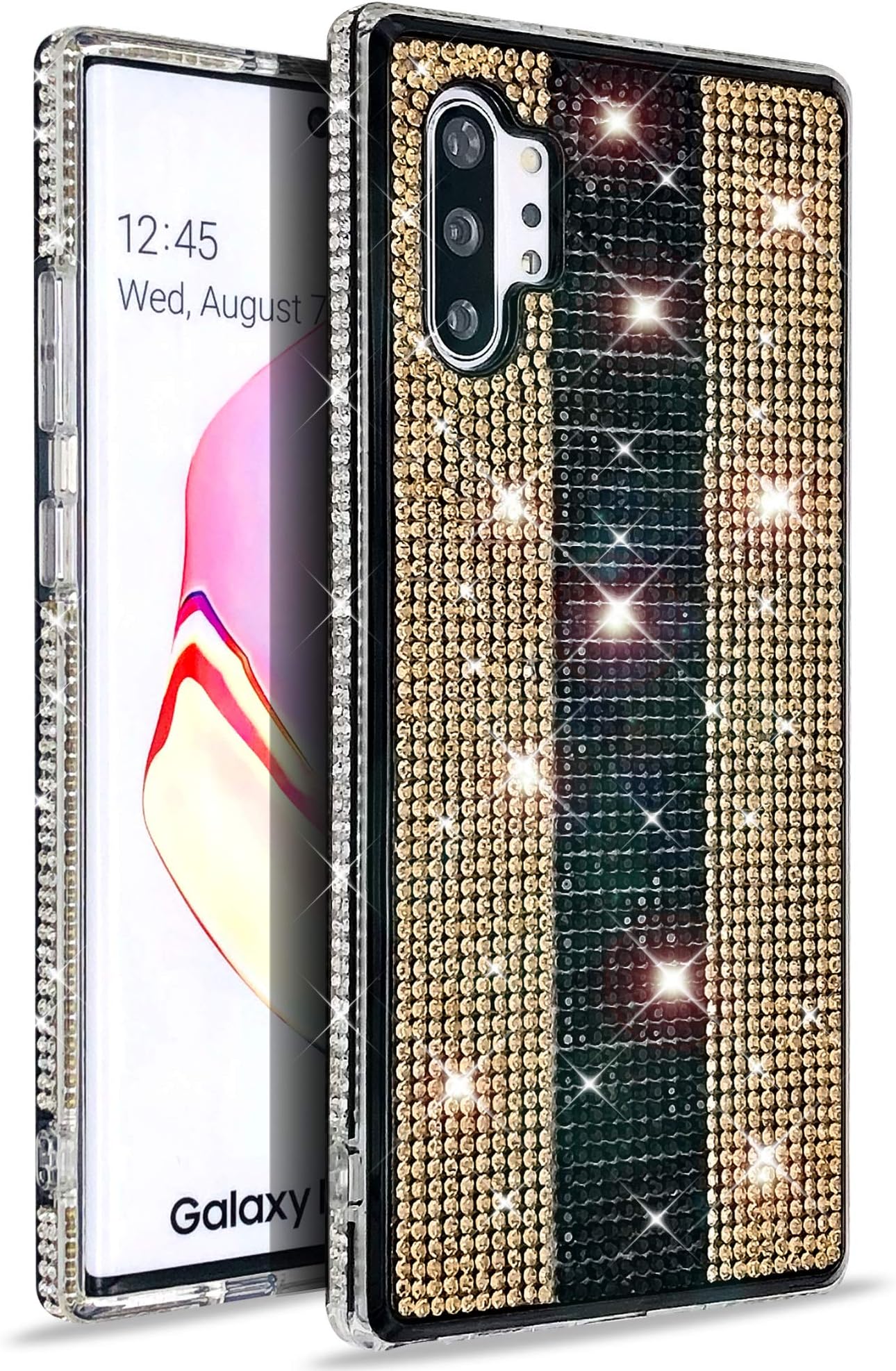 VenSen Glitter Bling Ultra Thin TPU Case for Samsung Galaxy Note 10+ Plus 5G Sparkle Crystal Diamond Full Cover Girl Women Phone Case for GalaxyNote10 + Note10Plus (Gold)