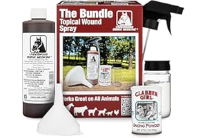 UNDERWOOD HORSE MEDICINE Topical Wound Spray Kit - 16oz Refill Bottle w/Baking Powder, Funnel, Spray Trigger & Shaker - Pet First Aid Kit – Equine First Aid Kit for Horses – Antiseptic Spray for Wounds – Horse First Aid Kit
