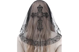 Bozidol Small Catholic Veils for Church, Christian Cross Lace Mantilla Chapel Veil, Latin Mass Head Coverings for Women Girls