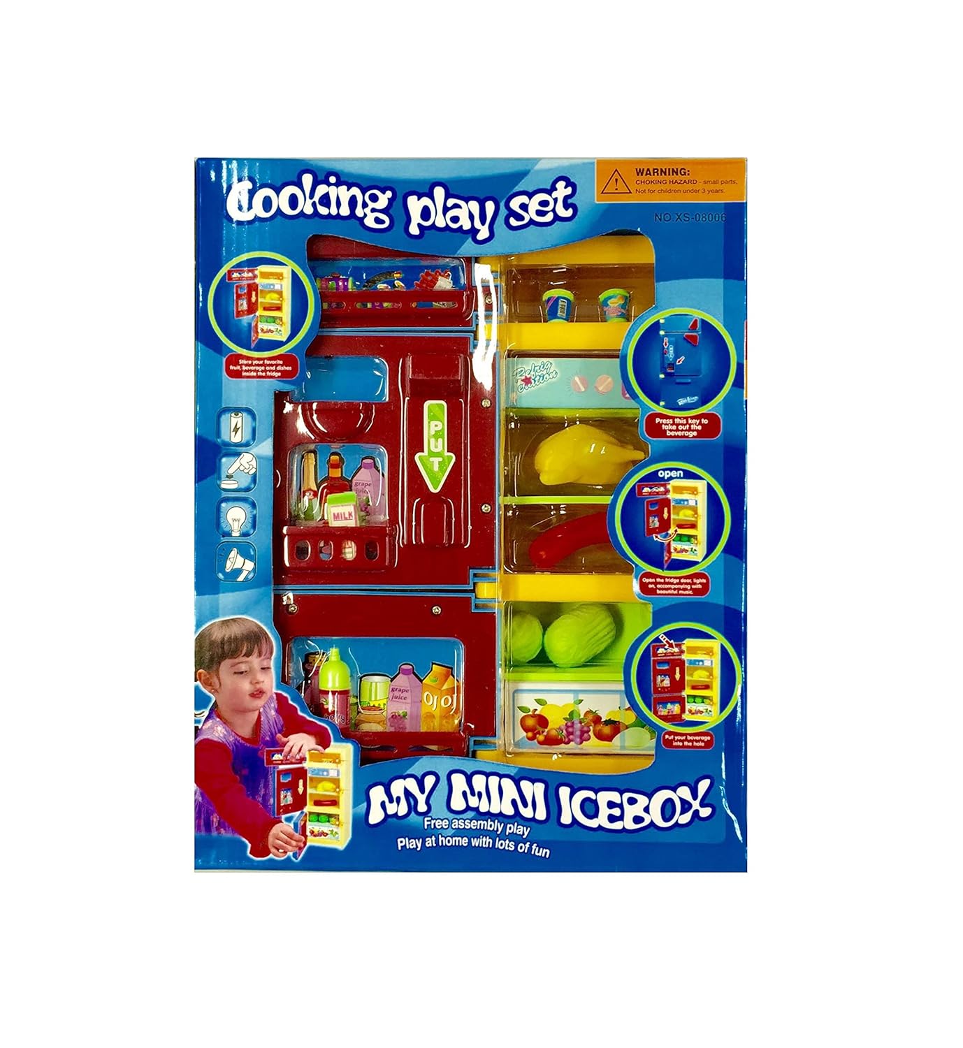 My Mini Ice Box Fridge Refrigerator Kitchen Cooking Play Set for Kids 3+ Electronic (Battery