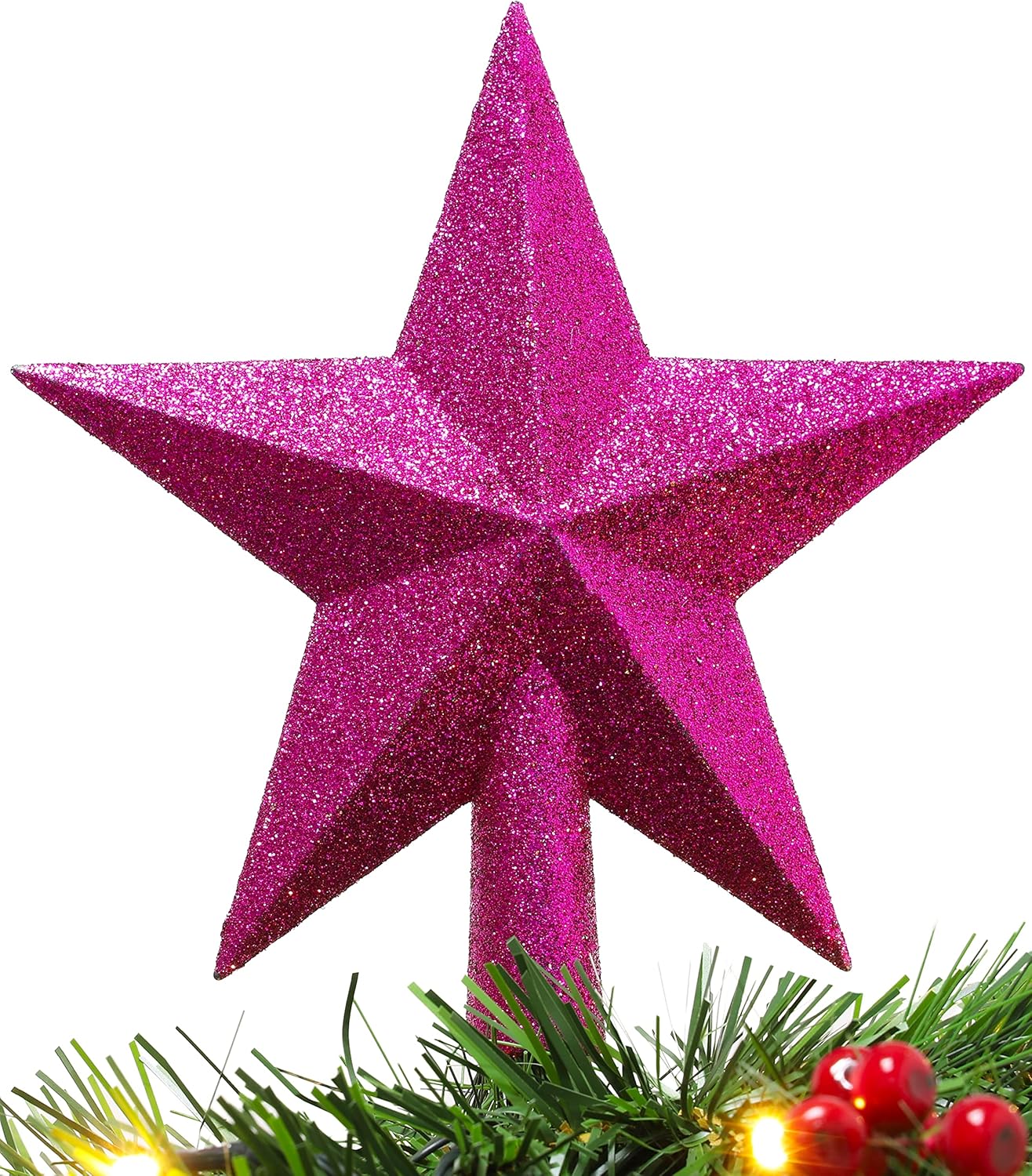 Tree Toppers - Christmas Concepts® 20cm Glitter Tree Top Star Decoration – Christmas Tree Topper/Ornament (Hot Pink)