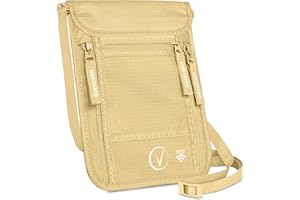 Vantamo Slim Passport Holder for Travel, RFID Protected Neck Wallet for Traveling Men & Women, Fits Phone, Documents & Cards,