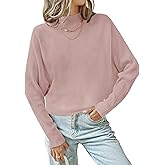 ZESICA Women's Fall 2026 Turtleneck Batwing Long Sleeve Ribbed Knit Casual Soft Pullover Sweater Jumper Top
