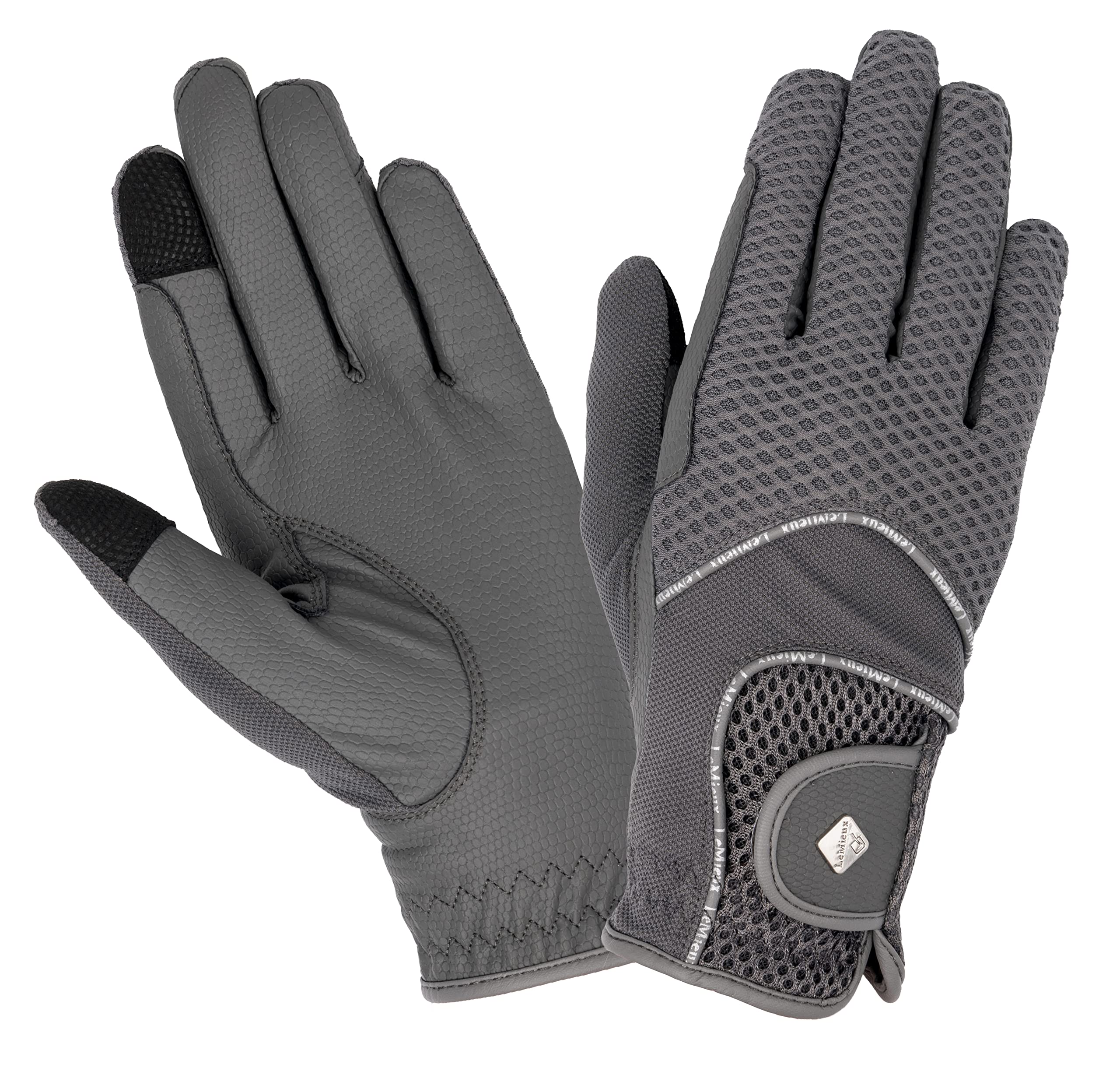 LeMieux Unisex 3D Mesh Riding Gloves in Grey - Lightweight & Breathable - Anti Slip - XL