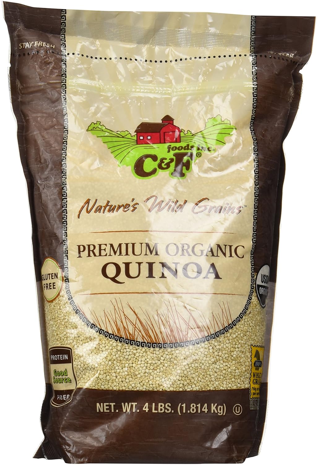 C & F Premium Organic Quinoa 4lbs Dried Quinoa Grocery