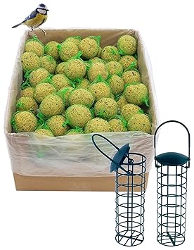 dobar 100 Meisenknödel mit Netz inklusive 2 gratis Meisenknödelhalter zum Aufhängen, Wildvogelfutter Vogelfutter ganzjährig, 