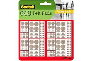 Scotch Felt Pads Value Pack, 648 Pcs, Round, Beige, Easy-to-apply, Self-Stick design, Reliable protection from nicks, dents and scratches, Assorted Sizes 3/8", 3/4", 1" & 1.5" inch Pads (SP845-4)