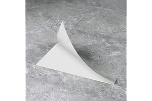 FunStick 15 Pcs 12"x24" Flooring Tile Peel and Stick Floor Tile Waterproof Grey Marble Vinyl Flooring for Bathroom Peel and Stick Wall Tiles Renter Friendly Floor Stickers for Kitchen Bedroom Flooring