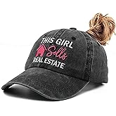 Waldeal Women's Home Gril Ponytail Baseball Cap Adjustable Washed Twill Cotton Trucker Hat Black