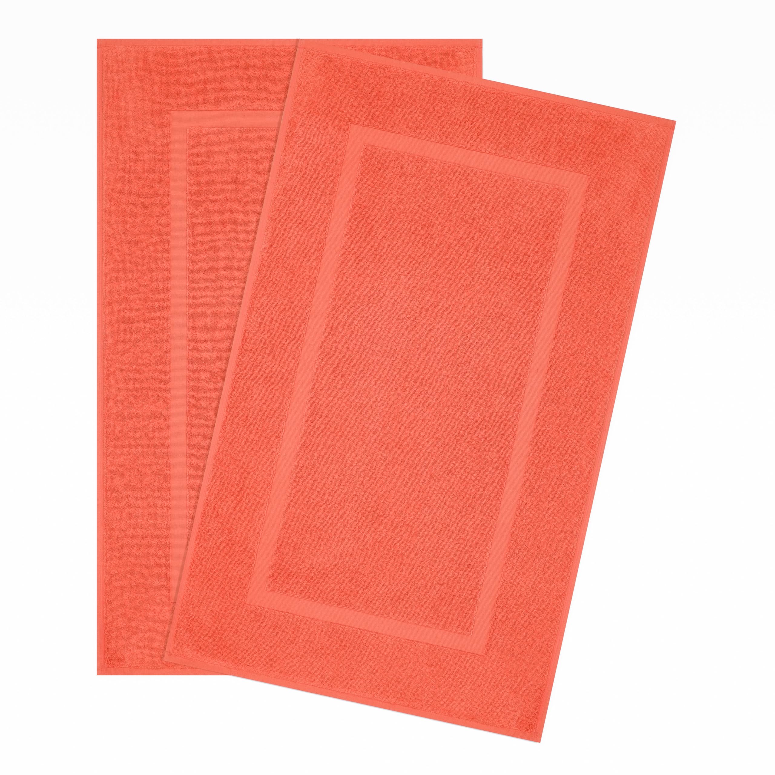 Cotton Paradise 100% Cotton Turkish Bathmat Set, Soft Absorbent Quick Dry, 2 Piece 20x34 Bathmat Floor Set, Coral