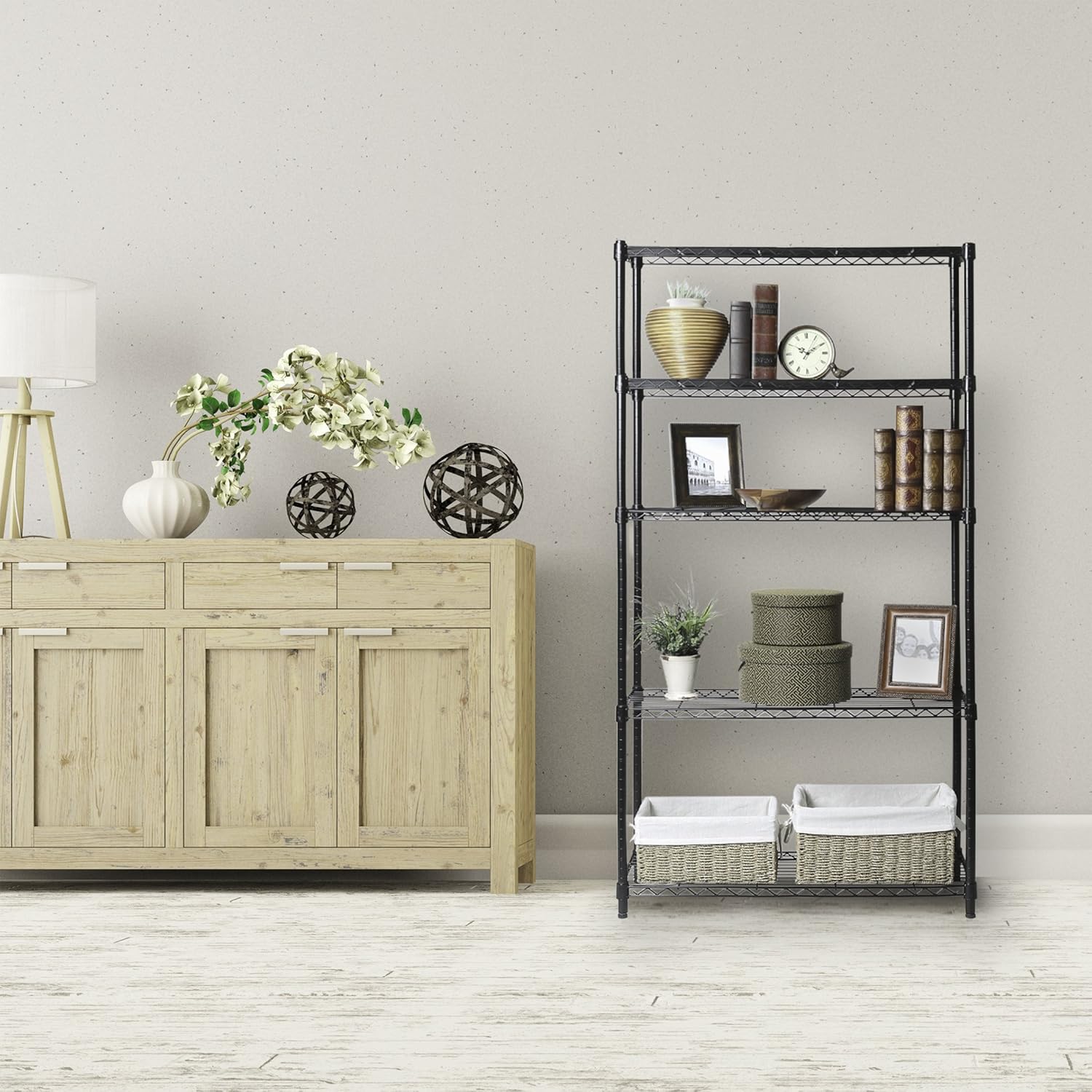 Seville Classics 5-Tier Black Epoxy Steel Wire Shelving, 30" W x 14" D x 60" H: Home & Kitchen