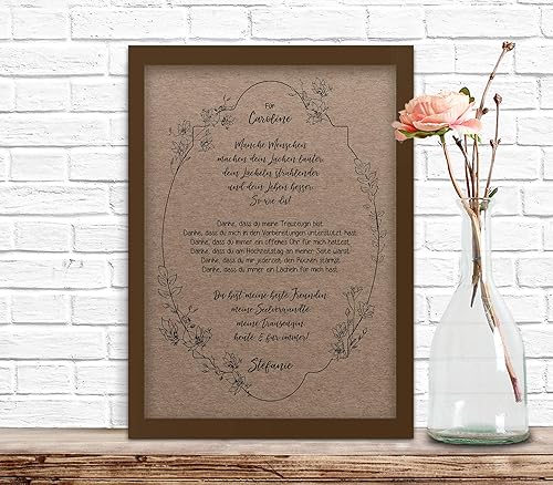 Trauzeugin Print Spruch Geschenk Dankeschon Mit Namen Beste Freundin Vintage Auf Kraftpapier Amazon De Handmade
