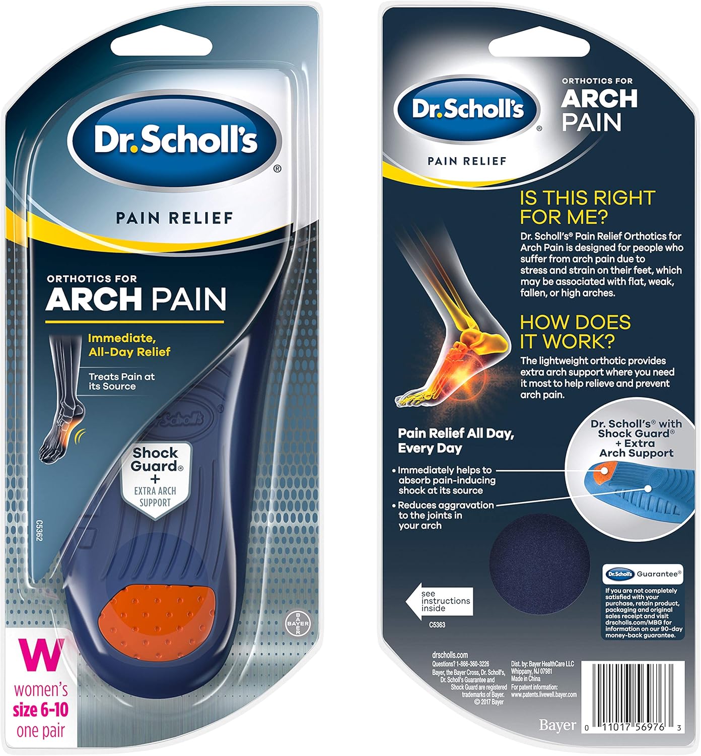 Dr. Scholl's ARCH Pain Relief Orthotics // Arch Support Inserts Clinically Proven to Provide Immediate and All-Day Relief of Arch Pain (for Women's 6-10, also available for Men's 8-12): Health & Personal Care