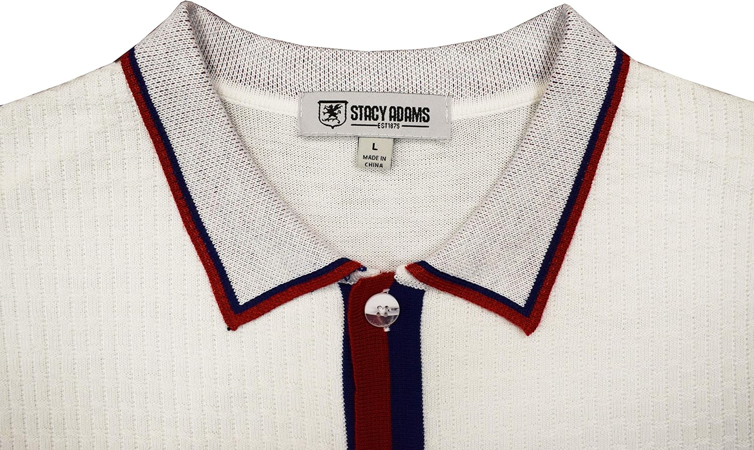 Men’s Short Sleeve Knit Sports Shirt - Modern Polo Vintage Classics: Solid Geometric Jacquard with Color Tipping at  Men’s Clothing store