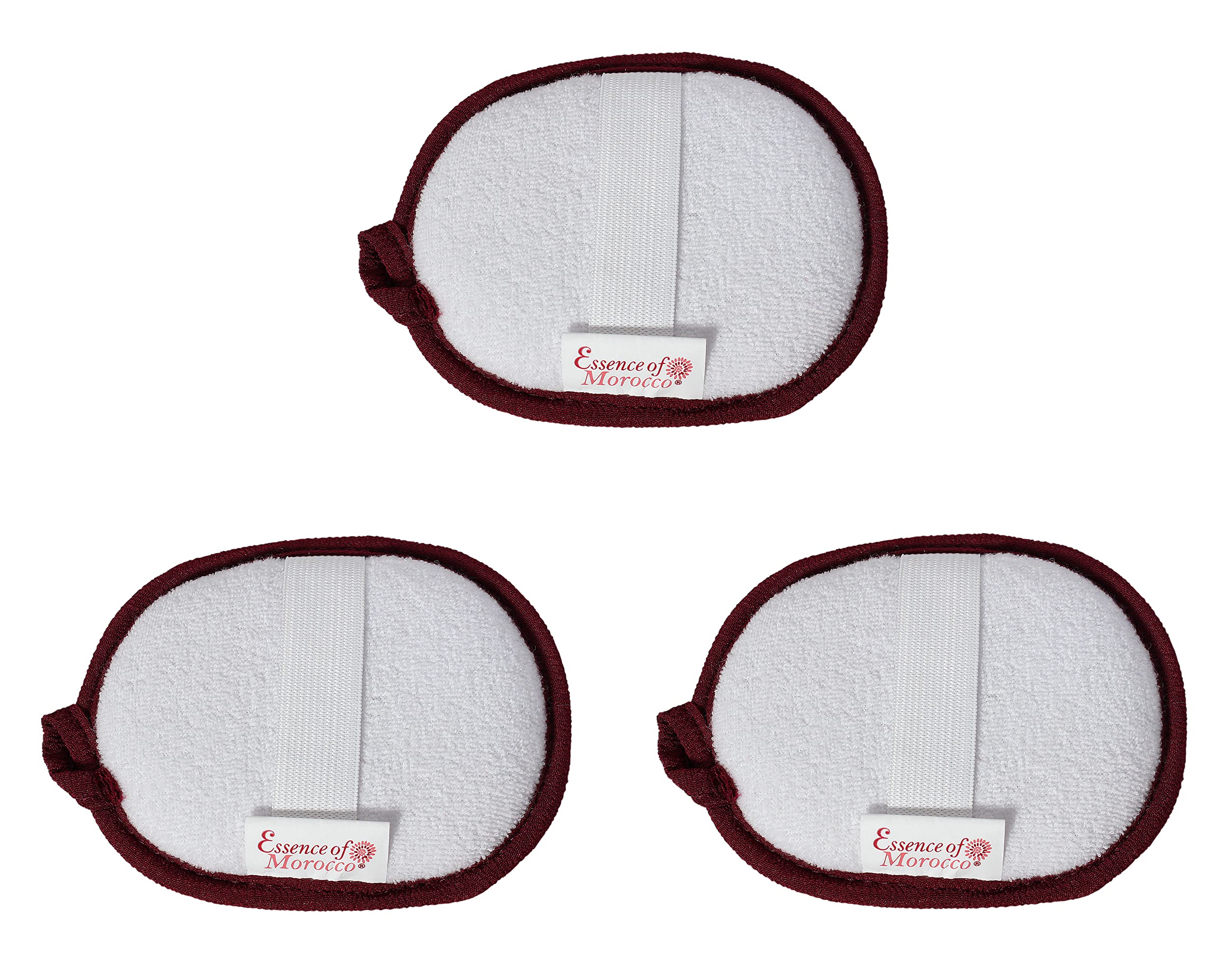 ESSENCE OF MOROCCO Moroccan Exfoliating Kessa Facial Pad for Deep Cleansing and Make Up Removal Reusable Reversible Dual Use as a Cleanser and Exfoliator for Face and Neck (Pack of 3)