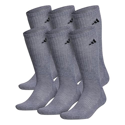 adidas Men's Athletic Cushioned 6-Pack Crew, Cushioned Crew Socks with Arch Compression for a Secure Fit