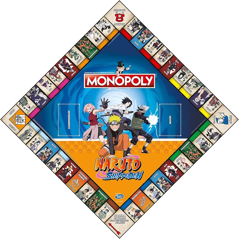 Jogos de tabuleiro MONOPOLY - Edição Naruto: 2-6 jogadores, jogos infantis e adultos, presente perfeito, ideal para noites de jogos, a partir de 8+ anos