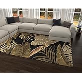 New Home Botanica Tropics in Neutral Hand Tufted Wool Area Rug Midnight 8' X 10'6"
