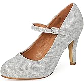 Bella Marie Helena Vintage Retro Mary Jane Round Toe Mid Heels Dress Work Pump