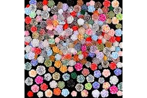 Kikonoke 100Pieces 3D Flowers Rose Nail Art Charms Kits Acrylic Resin Camellia Nail Art Stud Jewelry for Women DIY Crafts Manicures Tips
