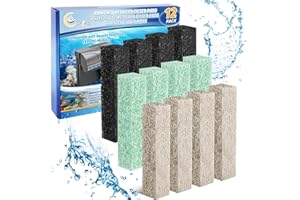Cunina 12PCS Ammonia & Phosphate & Carbon Reducer Filter Pads Compatible with Aqueon Filter 10 LED PRO, Replacement Filter Ca
