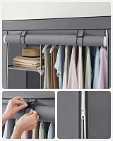 SONGMICS Fabric Wardrobe 6 Shelves Hanging Rail Grey RYG085G02 45x105x168cm view 8