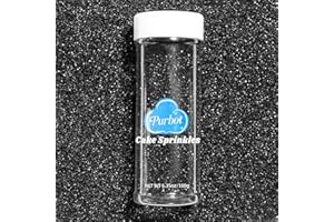 PURBOT Black Sprinkles Sanding Sugar, 6.35 Oz Edible Sparkling Sugar Crystals Halloween Sprinkles for Baking Cookies Cupcake Cake Decorations