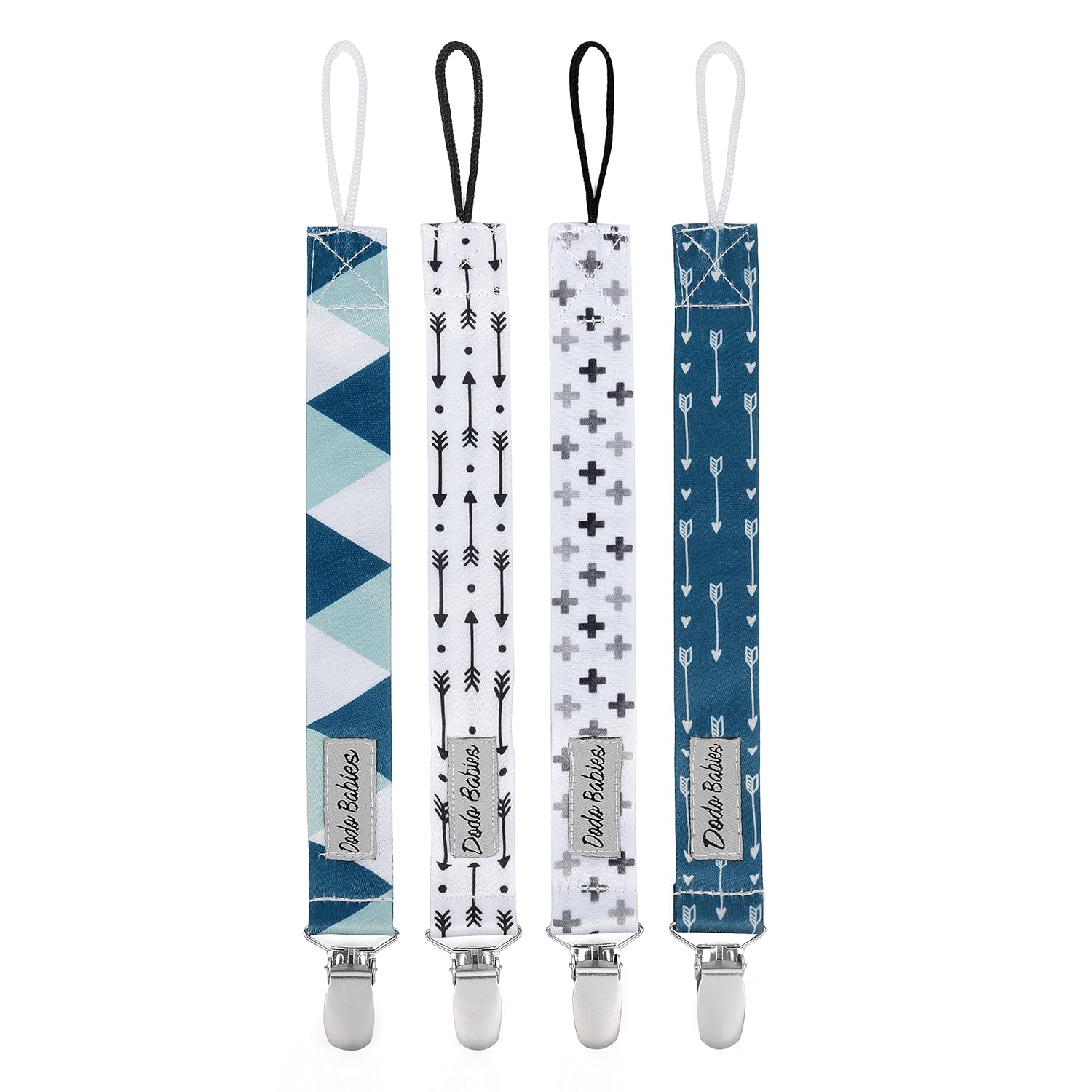 Pacifier Clip by Dodo Babies Pack of 4 + Pacifier Case, Premium Quality Modern Designs Universal Holder Leash for Boys and Girls, Teething Toy or Soothie, Baby Shower Gift Set : Baby