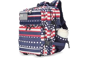 Lovelinks21 25L Tactical Military Backpack Small Travel Backpack for Men and Women Assault Pack Bug Out Bag Molle Daypack Gym Backpack with Bottle Holder (Flag)