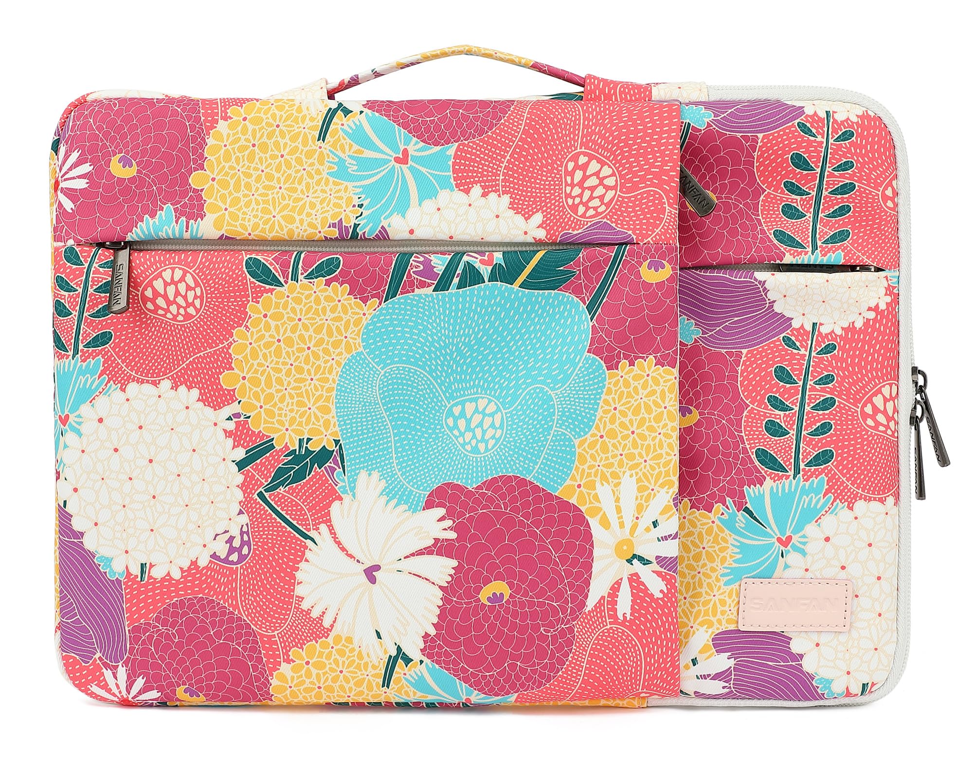 Photo 1 of SANFAN 360° Protective Muti-Pockets Laptop Sleeve Case Bag,Laptop Cover with Handle and Luggage Strap (Gypsophila Paniculata, 15 inch-15.6 inch)