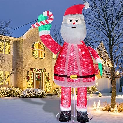Juegoal 6FT Pop Up Christmas Santa Claus Decorations, PreLit Light Up