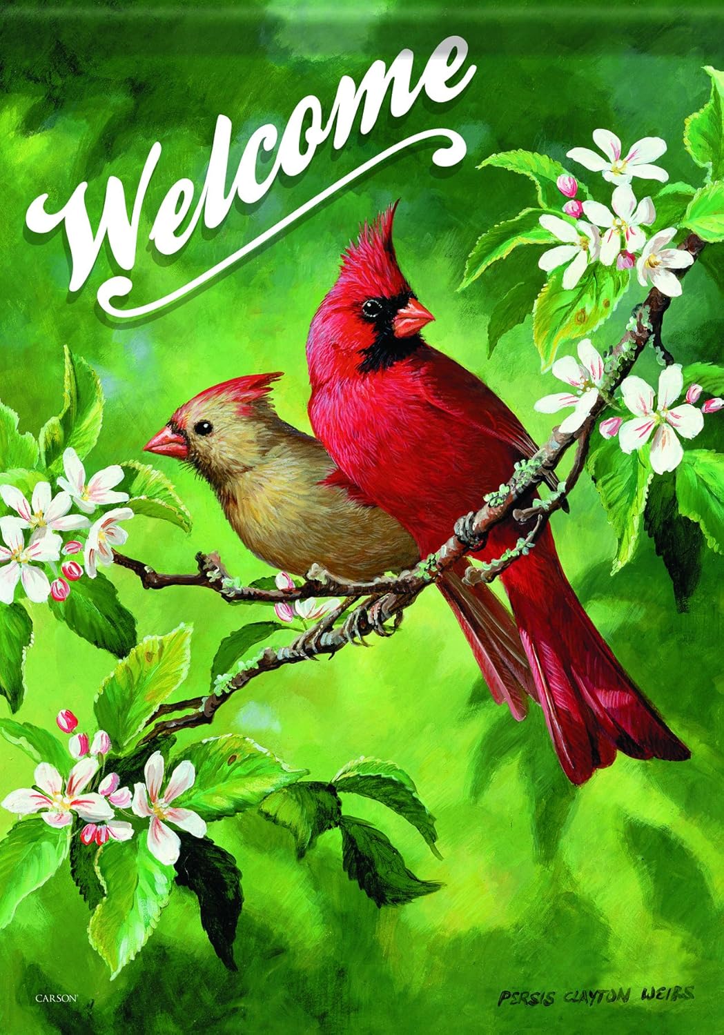 Carson Home Accents Flagtrends Classic Garden Flag, Welcome Birds Lady & Red