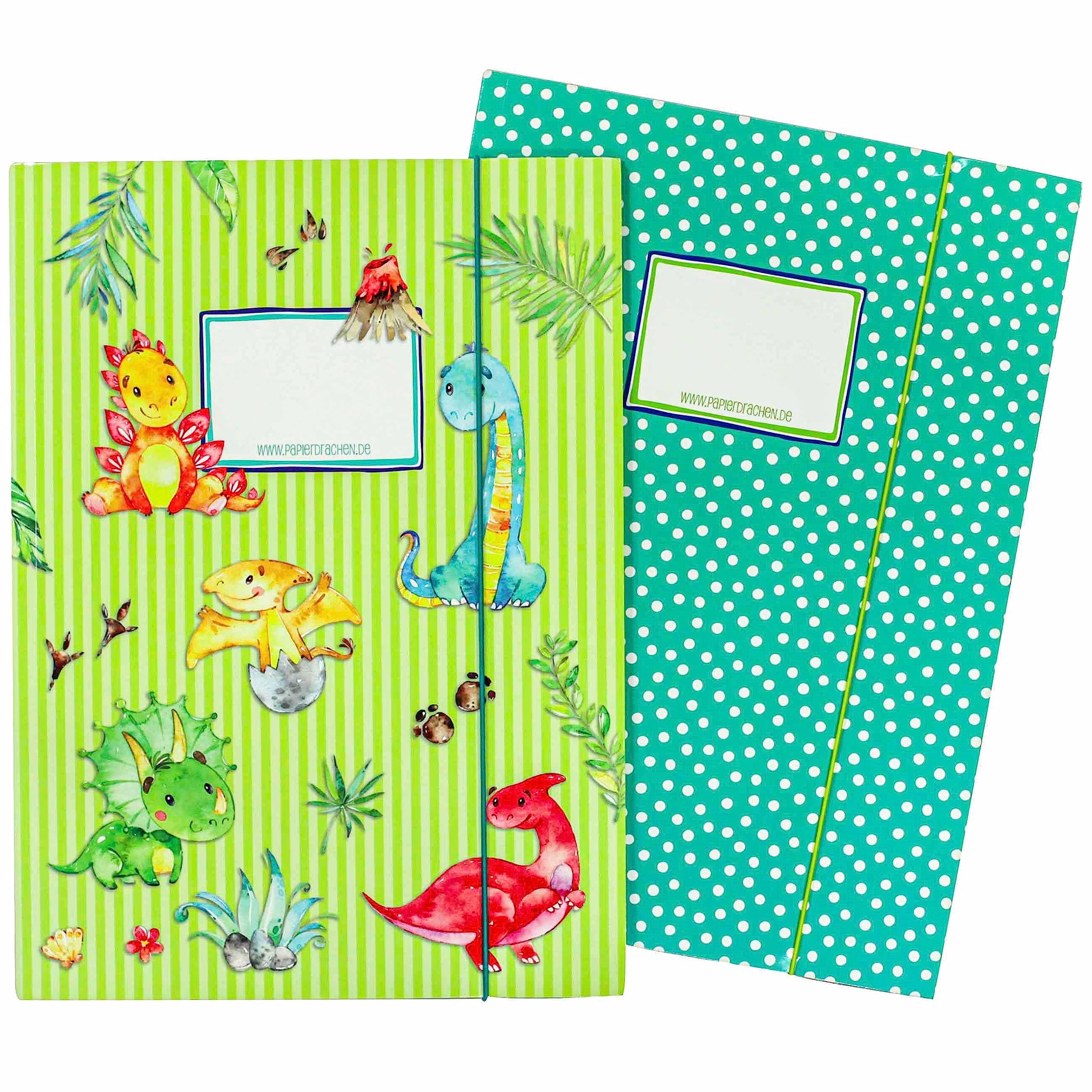 2 School folders for Children DIN A4 | Design Dino - Folder for Primary School Pupils - Paper Organizer - Folder Set Number 4