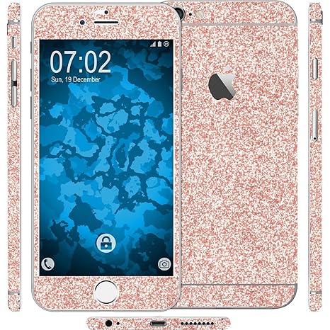PhoneNatic 1 x Glitzer-Folienset für Apple iPhone 6s / 6 rosa Schutzfolien